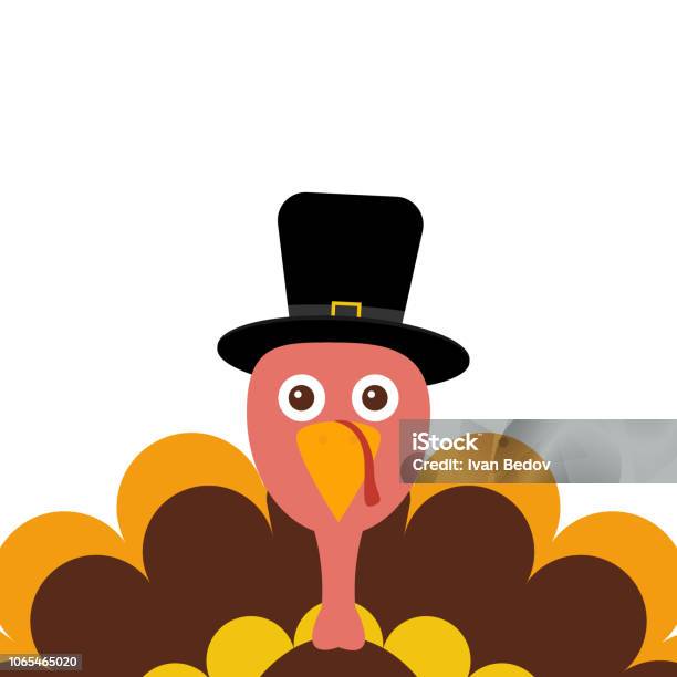Turkey Pilgrimin On Thanksgiving Day Stock Illustration - Download Image Now - Turkey - Bird, Thanksgiving - Holiday, Cartoon