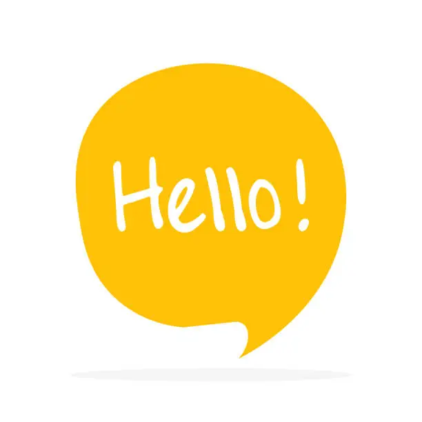 Vector illustration of Cute vector speech bubble icon with hello greeting