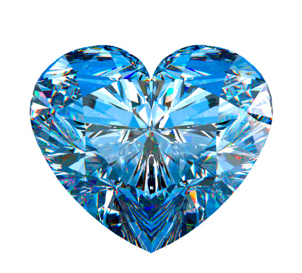 Heart shaped diamond isolated over white. 