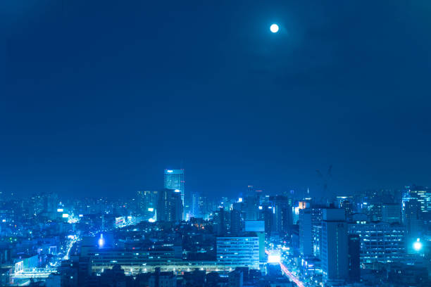 istock Light from the busy city at night. 1065466920