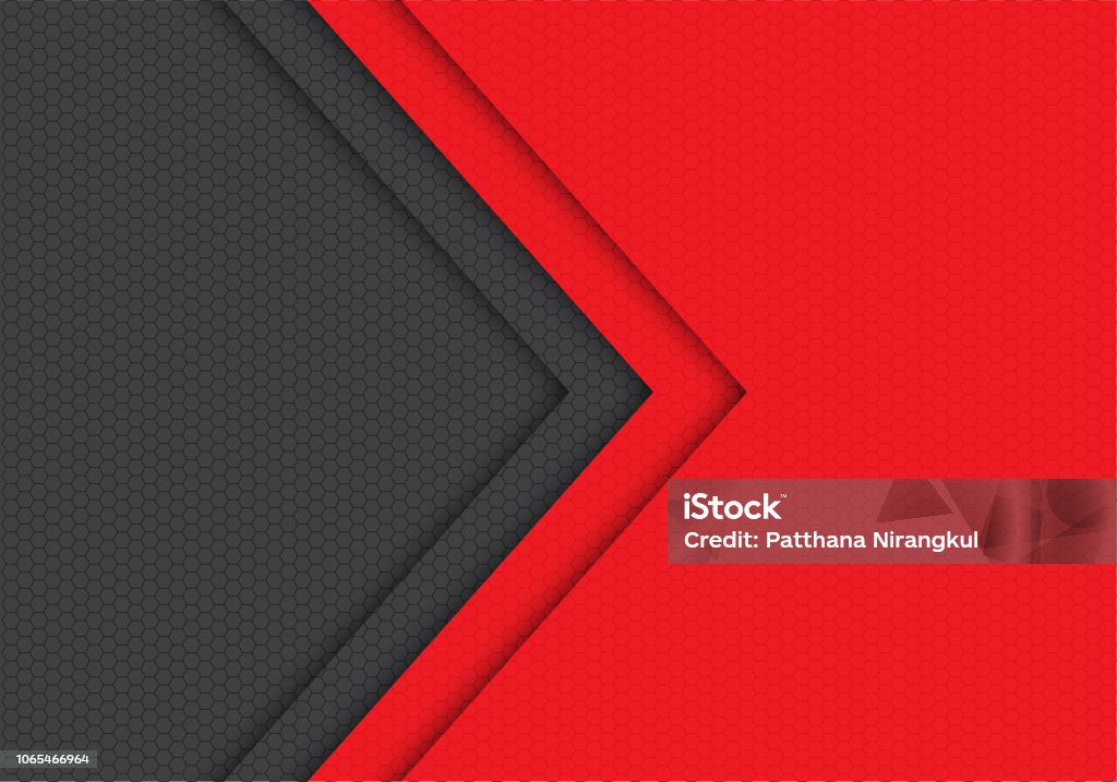 Astratto rosso grigio freccia esagono modello di direzione design moderno futuristico sfondo vettoriale illustrazione. - arte vettoriale royalty-free di Rosso