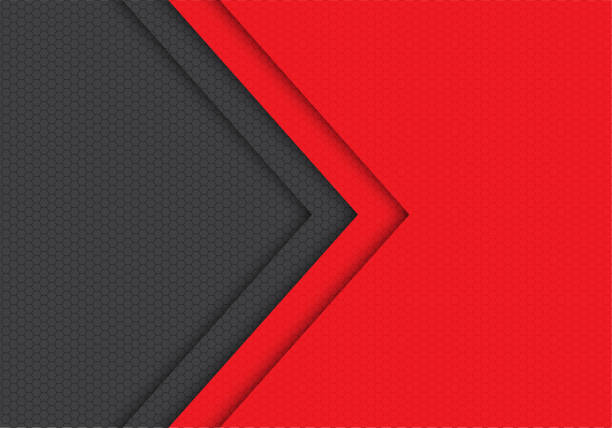 абстрактный красный серый стрелка шестиугольник сетки шаблон направление дизайн современной футуристической иллюстрации вектор фона. - hexagon abstract honeycomb metal stock illustrations