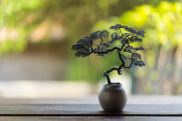 istock tree bending from the wire in a pot decorated in the garden. 1065467720