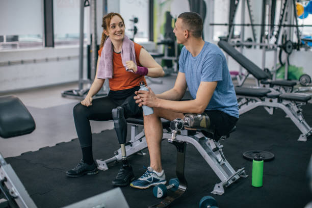 istock Disability people sitting in gym 1065469366