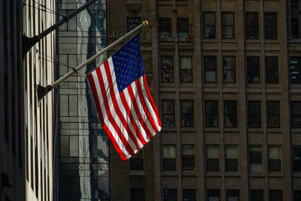 istock New York skyline and the Stars and Stripes 1065473080