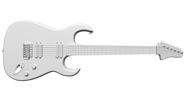 All white guitar stock photo