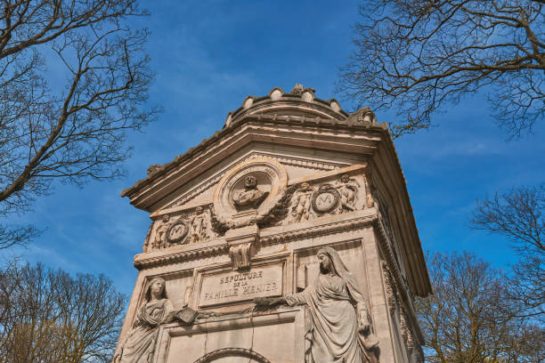 PARIS, FRANCE -APRIL 4, 2018: Pere Lachaise Cemetery is the largest cemetery in the city of Paris