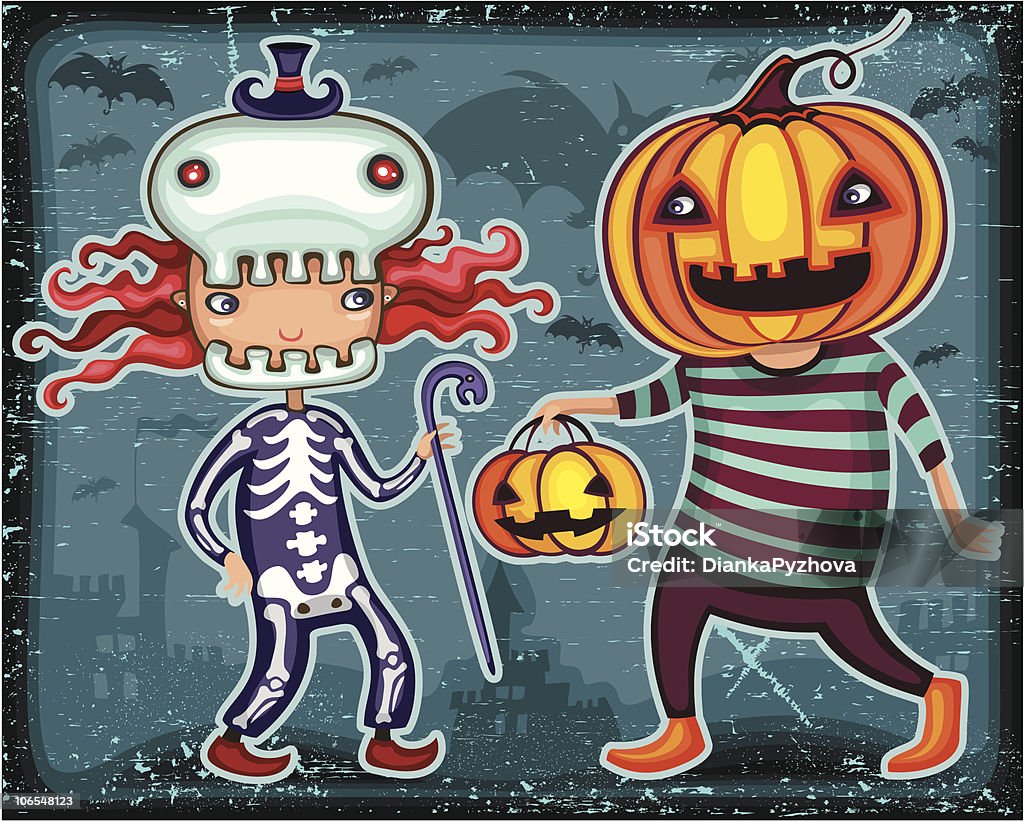 Halloween avec Astuce ou traitant des enfants 1 - clipart vectoriel de Adolescent libre de droits