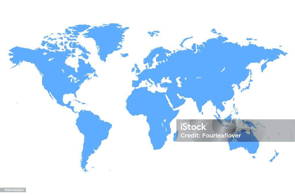 Mappa vettoriale blu del mondo - arte vettoriale royalty-free di Planisfero