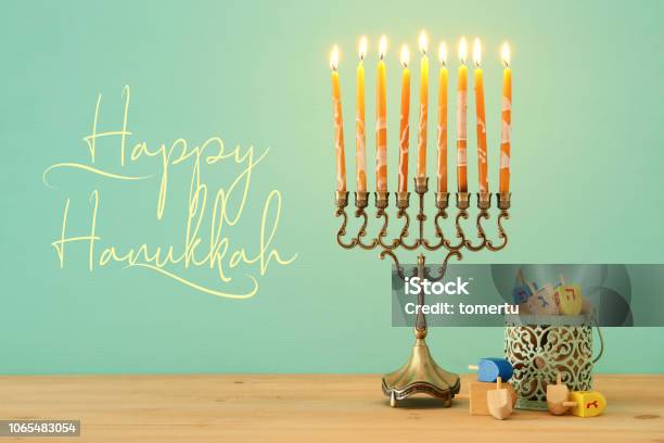 Bild Des Jüdischen Feiertages Chanukka Hintergrund Mit Menorah Stockfoto und mehr Bilder von Chanukka