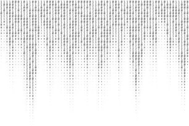 Binary Code Vector Texture Vector texture of different size and shades of numbers 0 and 1 composing binary code falling from above security designs stock illustrations