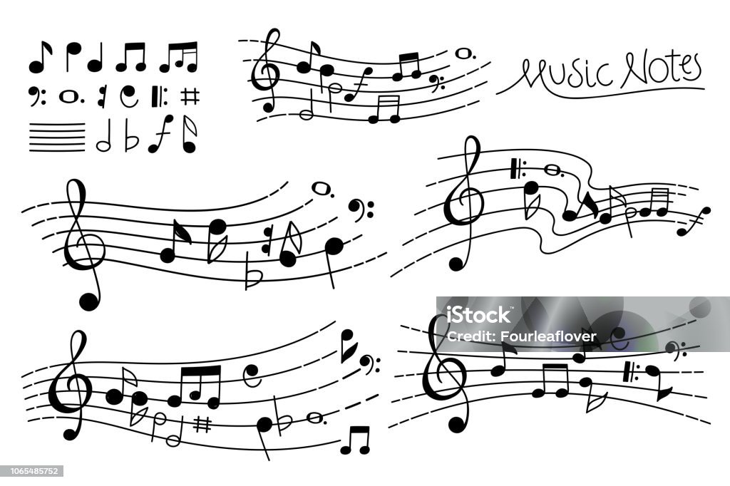 Vector Hand Drawn Music pentagrams Hand Drawn Music note pentagram sketches vector illustration Musical Note stock vector