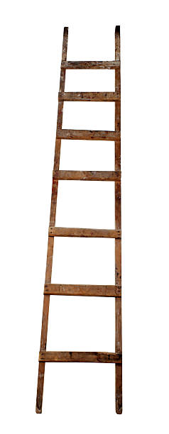 Old wooden ladder stock photo