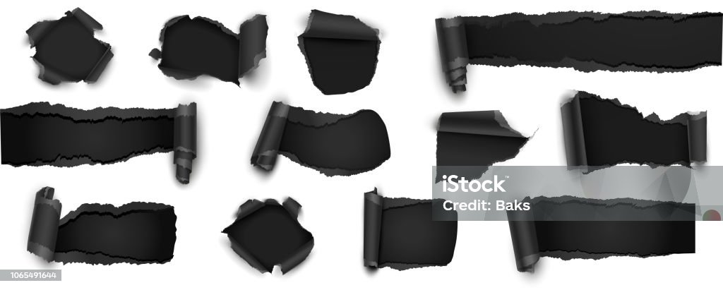 Collection of Torn Black Paper Isolated on White. Vector Illustration Collection of Torn Black Paper Isolated on White, Sale, Discount. Vector Illustration Torn stock vector