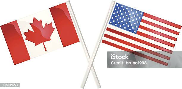 Sinalizadores De Eua E Canadá - Arte vetorial de stock e mais imagens de Bandeira - Bandeira, Canadá, EUA