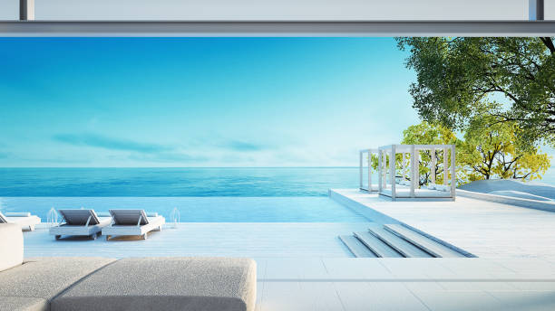 istock Beach living on Sea view - perfect living / 3d rendering 1065495122
