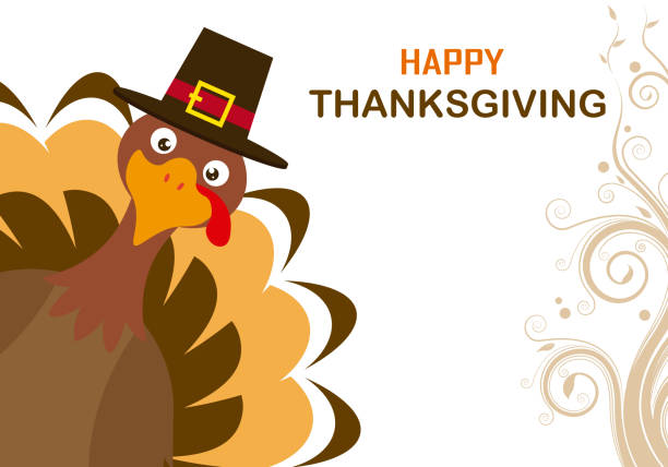 Thanksgiving day card Thanksgiving day card. Turkey with hat funny thanksgiving stock illustrations