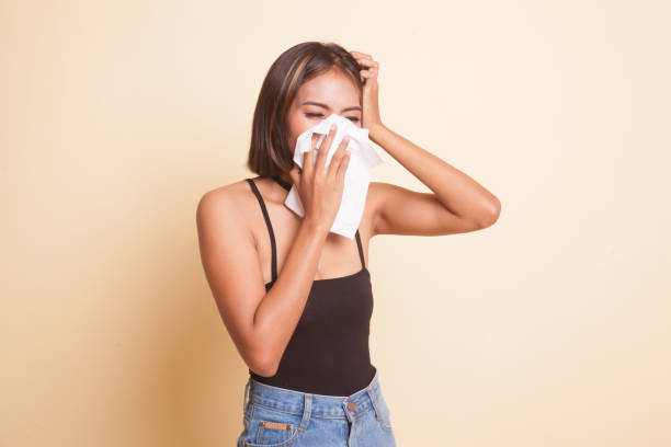 istock Young Asian woman got sick and flu. 1065501886