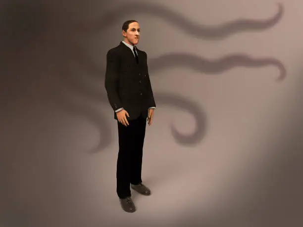 3d illustration of Howard Phillips Lovecraft