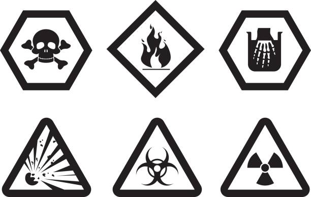 illustrations, cliparts, dessins animés et icônes de symboles d'avertissement - toxic substance danger warning sign fire