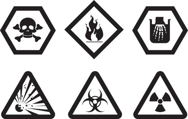 illustrazioni stock, clip art, cartoni animati e icone di tendenza di simboli di pericolo - toxic substance immagine