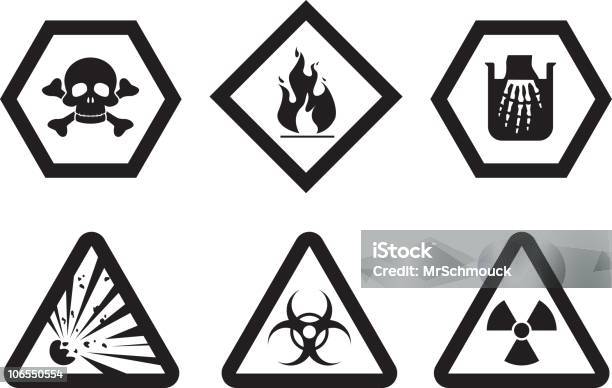 Símbolos De Advertência - Arte vetorial de stock e mais imagens de Símbolo de ícone - Símbolo de ícone, Perigo, Sinal de Perigo - Sinal