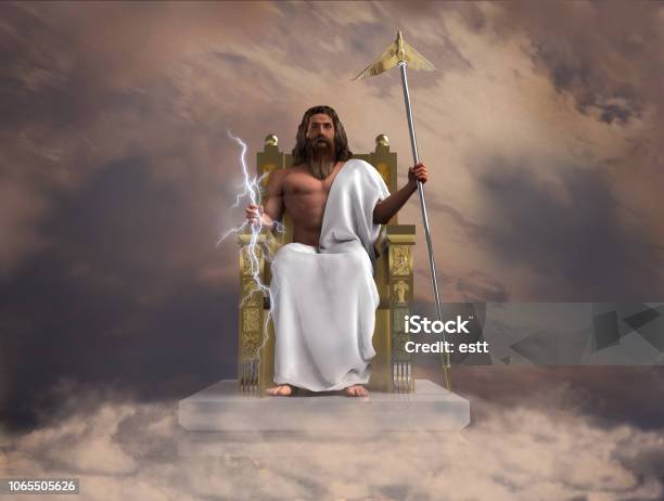 3d Illustration Of The God Zeus Stock Photo - Download Image Now - Zeus, God, Lightning