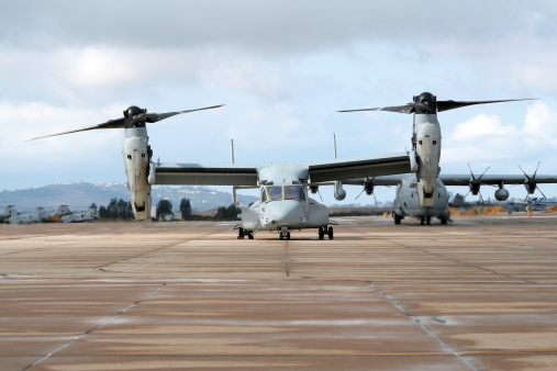 The Military transport on runway ready to take off