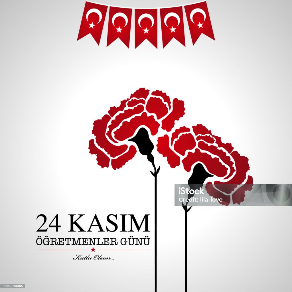 Conception de cartes de novembre 24 enseignants turcs jour - clipart vectoriel de Novembre libre de droits
