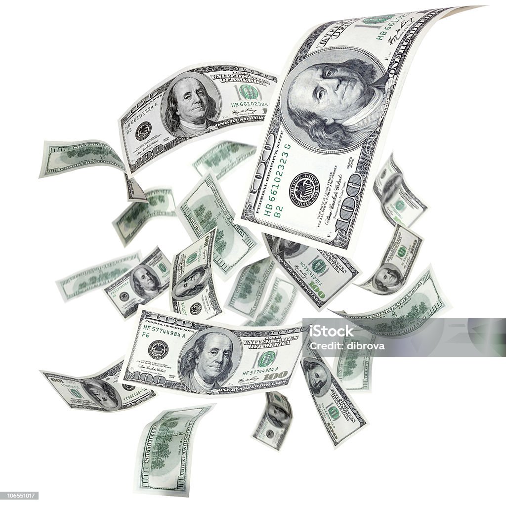 Nota de Dólar voador - Royalty-free Dinheiro caindo do céu Foto de stock