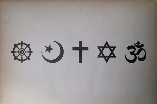 Símbolos religiosos (budismo, Islam, cristianismo, judaísmo y el hinduismo) photo