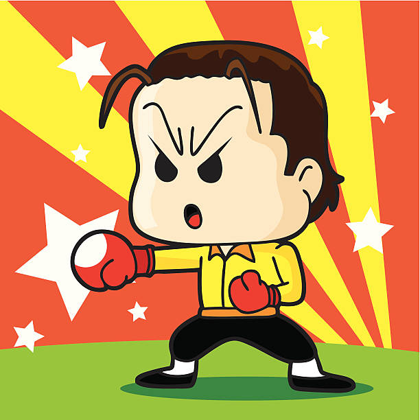 Fighting Boy vector art illustration