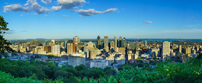 Montreal, Canada - September 08, 2018: Panoramic view of the Downtown Montreal (from Mont Royal). Quebec, Canada