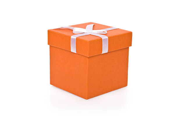 Orange gift box. stock photo