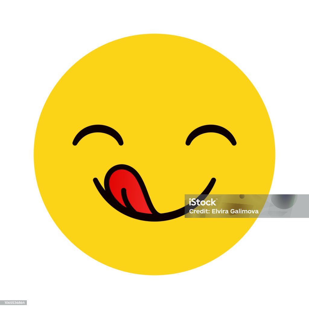 Yummy Emoticon With Happy Smile Stock Illustration - Download ...