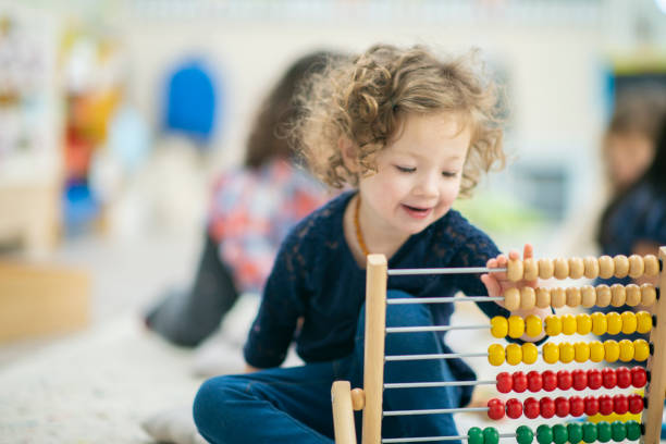 istock Little girl playing with abacus 1065537602