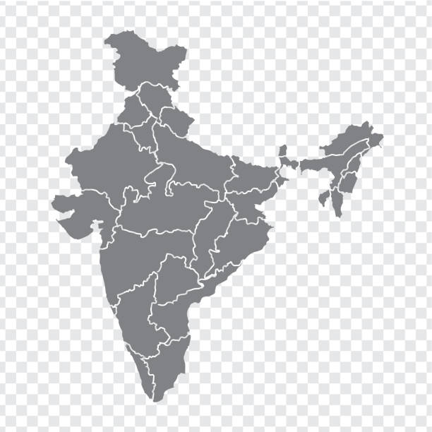 Blank map India. High quality map India with provinces on transparent background for your web site design, logo, app, UI. Stock vector. Vector illustration EPS10. Blank map India. High quality map India with provinces on transparent background for your web site design, logo, app, UI. Stock vector. Vector illustration EPS10. maharashtra stock illustrations