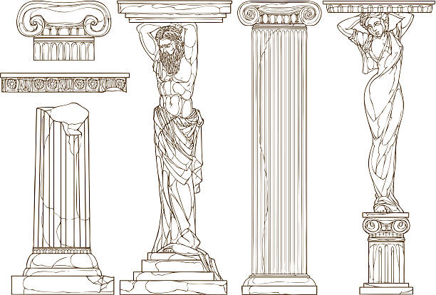 ilustrações, clipart, desenhos animados e ícones de cariátides - grécia ilustrações