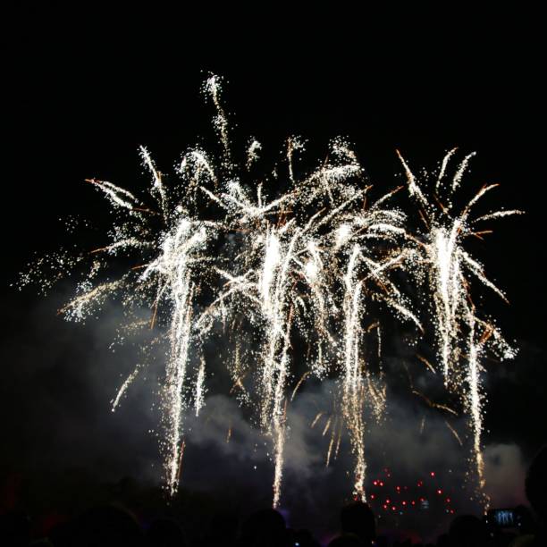 una vista de algunos fuegos artificiales en el parque de battersea - battersea park fotografías e imágenes de stock