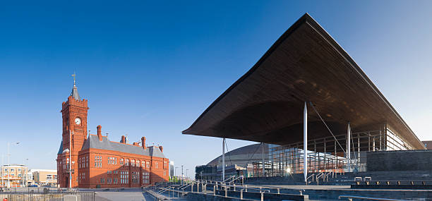 National Assembly & Pier head building - Cardiff  cardiff wales stock pictures, royalty-free photos & images