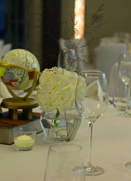 arranjo de mesa de jantar padrão - tulip red centrepiece decoration - fotografias e filmes do acervo