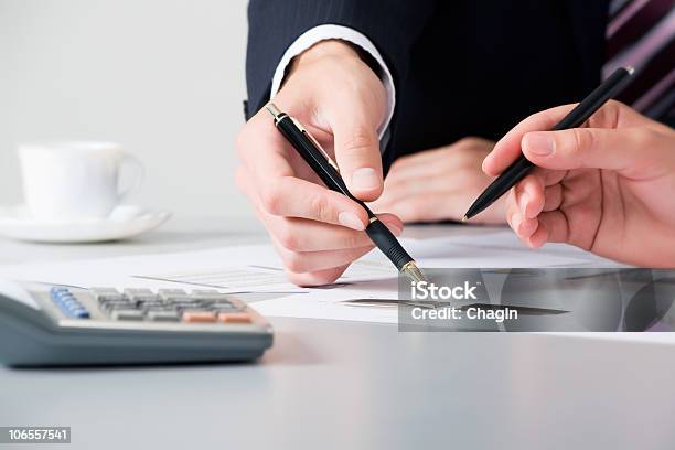 Business Partners Hands Stock Photo - Download Image Now - Arranging, Ballpoint Pen, Blue