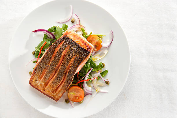 Seared Salmon stock photo