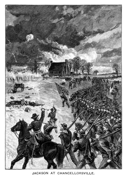 stonewall jackson w: chancellorsville - stonewall jackson stock illustrations