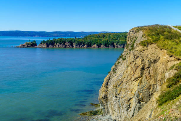 View of shoreline and cliffs in Cape Enrage, New Brunswick, Canada