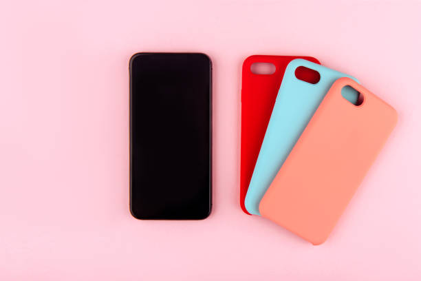 istock Set of colored plastic covers for smartphone isolated on a white background 1065586868