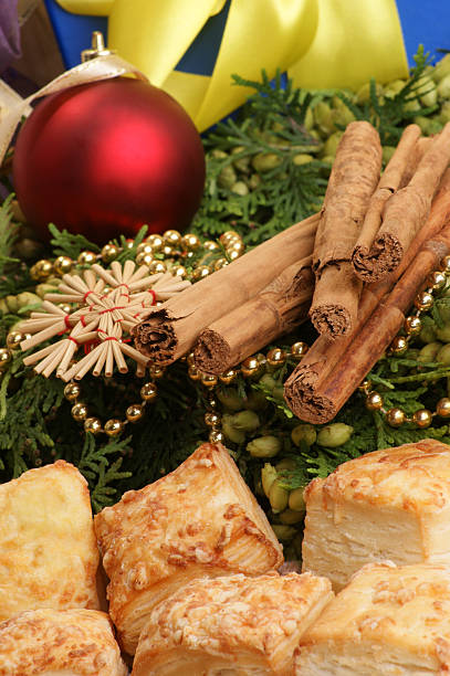 christmas decoration with biscuit and organic cinnamon