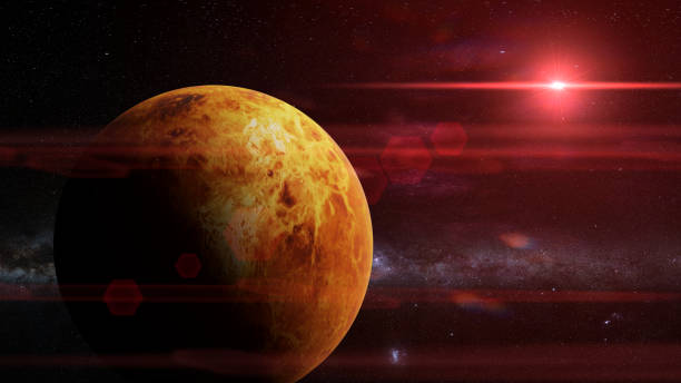 istock planet Venus in front of the galaxy and a bright red star 1065601610