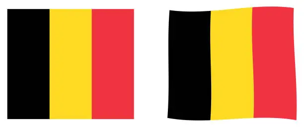Vector illustration of Kingdom of Belgium flag. Simple and slightly waving version.