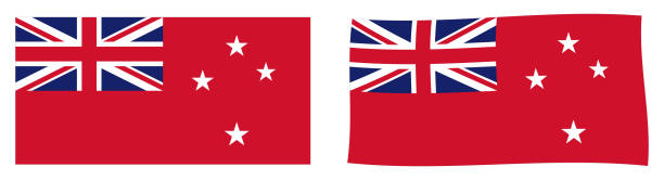 ニュージーランド赤少尉の国旗 (民間船舶が使用)。シンプルで少し手を振ってバージョンです。 - naval flag点のイラスト素材／クリップアート素材／マンガ素材／アイコン素材